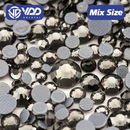 VDD 003 Black Diamond Wholesale SS6-SS30 Hotfix Mix Size Glass Rhinestone Crystal Flat Back High Quality Strass Stones For DIY Clothes Accessories