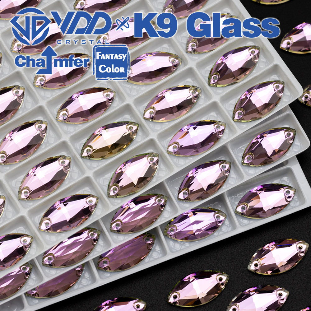 VDD Navette 9x18mm 36Pcs Violet Beam Color Top Quality K9 Glass Sew on Rhinestone Sewing Crystal Flatback Clothes Decorations