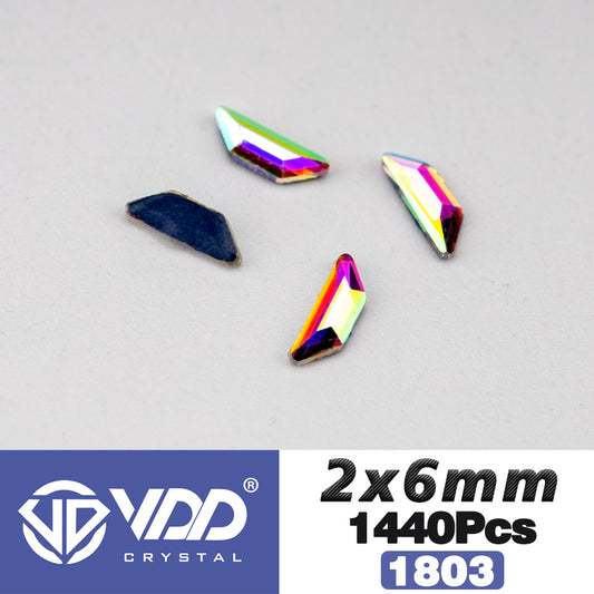 VDD 1803-2x6mm Wholesale 1440Pcs Rectangle Glass Rhinestones Crystal AB Flatback HotFix Strass Shape 3D Stones For Nail Art DIY Decorations
