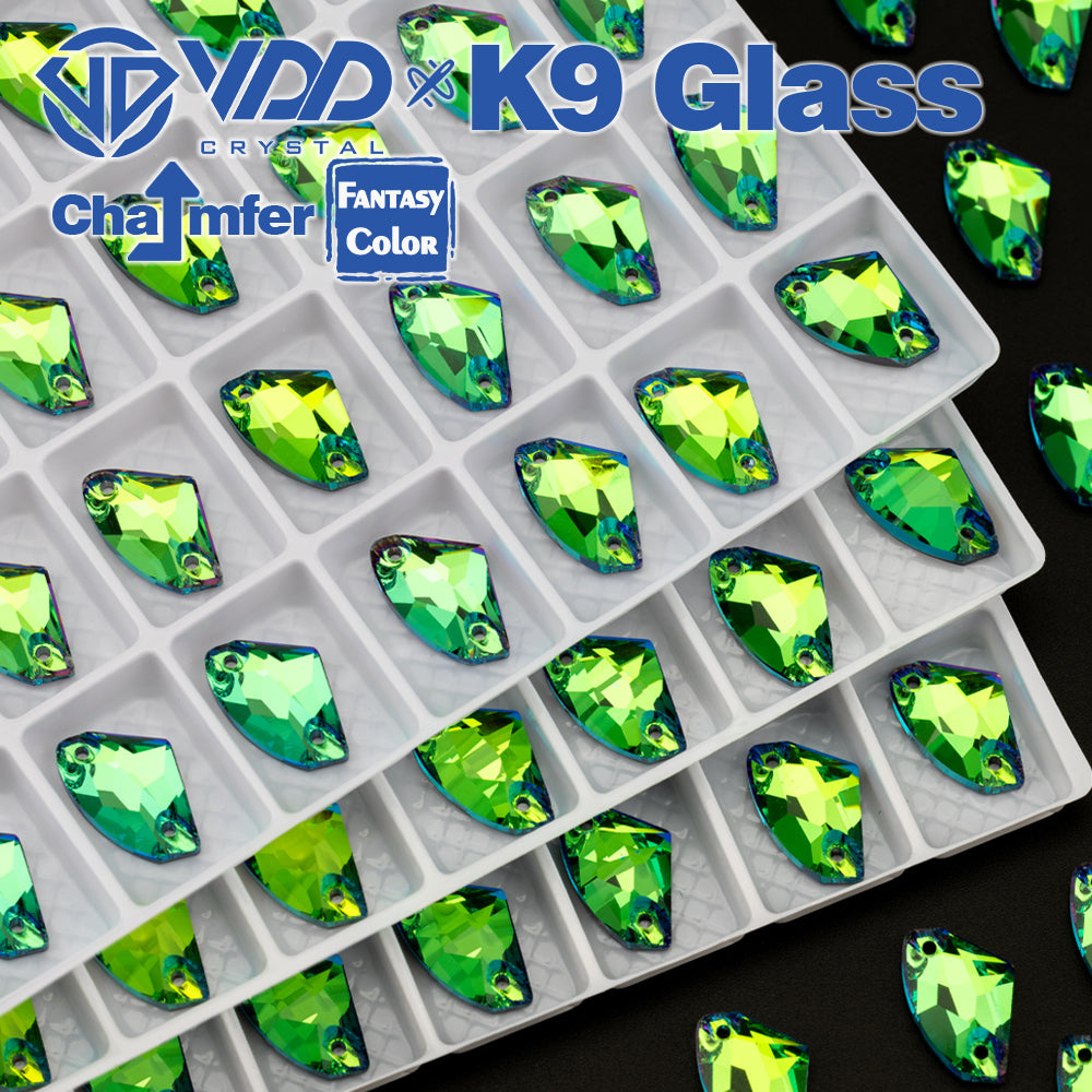 VDD Galactic 9x14mm 36Pcs Luxe Green Top Quality K9 Glass Sew on Rhinestones Crystal Flatback Stones Garment Decorations