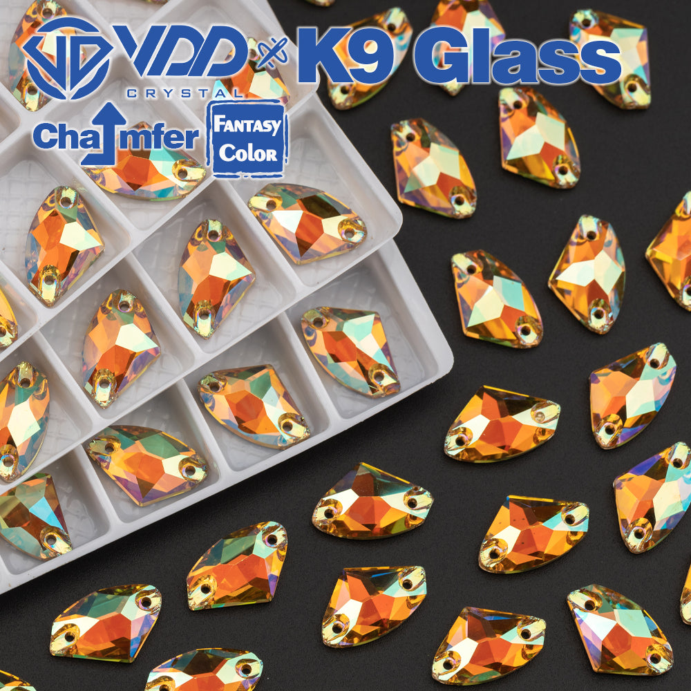 VDD Galactic 9x14mm 36Pcs Burning Sun Color Top Quality K9 Glass Sew on Rhinestone Sewing Crystal Flatback Garment Decoration