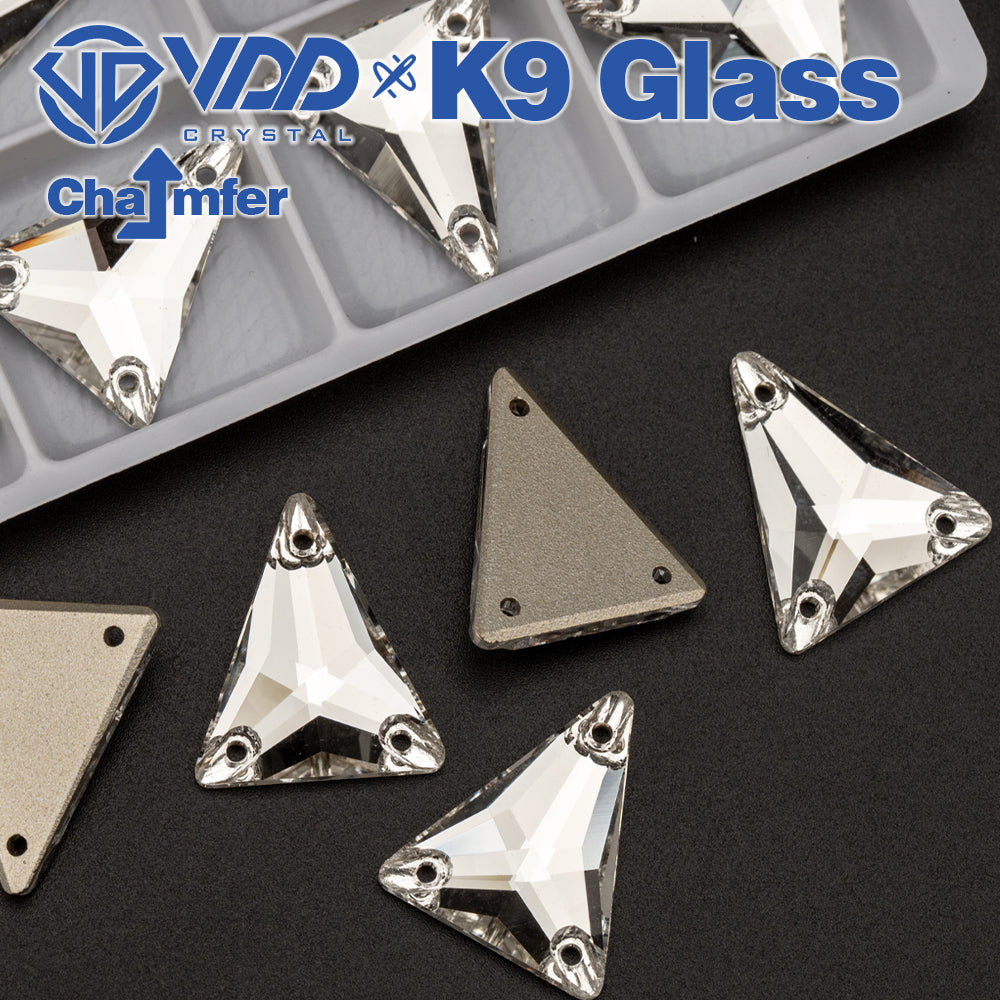 VDD Long-triangle Top Quality K9 Glass Sew on Rhinestone Sewing Crystal  Flat Back Strass for Clothes Decoration Wedding Dress