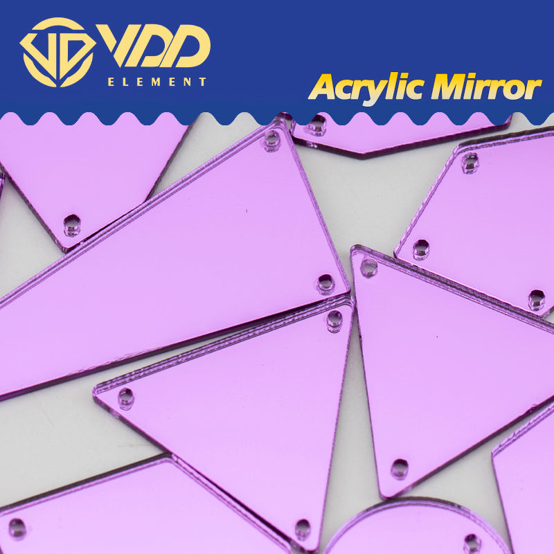 VDD 30/60/200Pcs Mix Size Purple Acrylic Mirror Sewing Rhinestones Sew On DIY Crafts Flat Back Stones For Garment Decorations