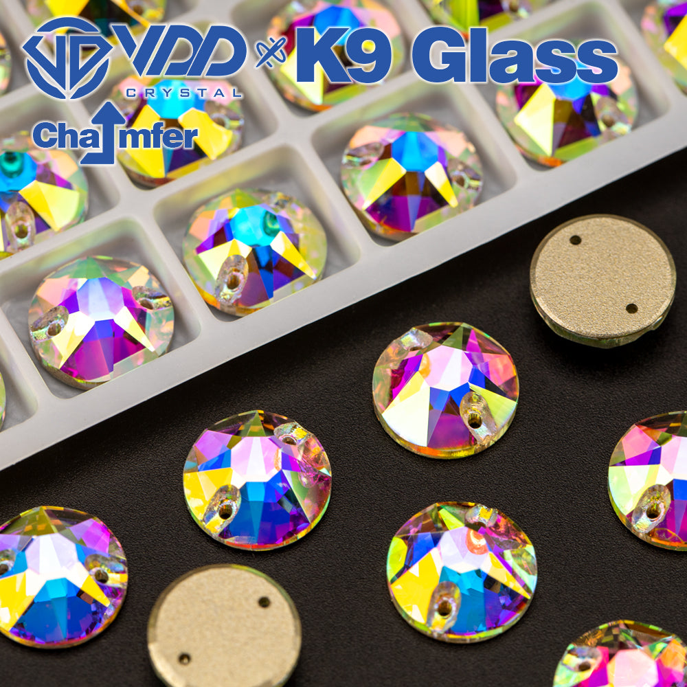 VDD S255 Crystal AB 8 Big 8 Small Top Quality K9 Glass Sew on Rhinestones Crystal Flatback Sewing Stones for Clothes Decorations