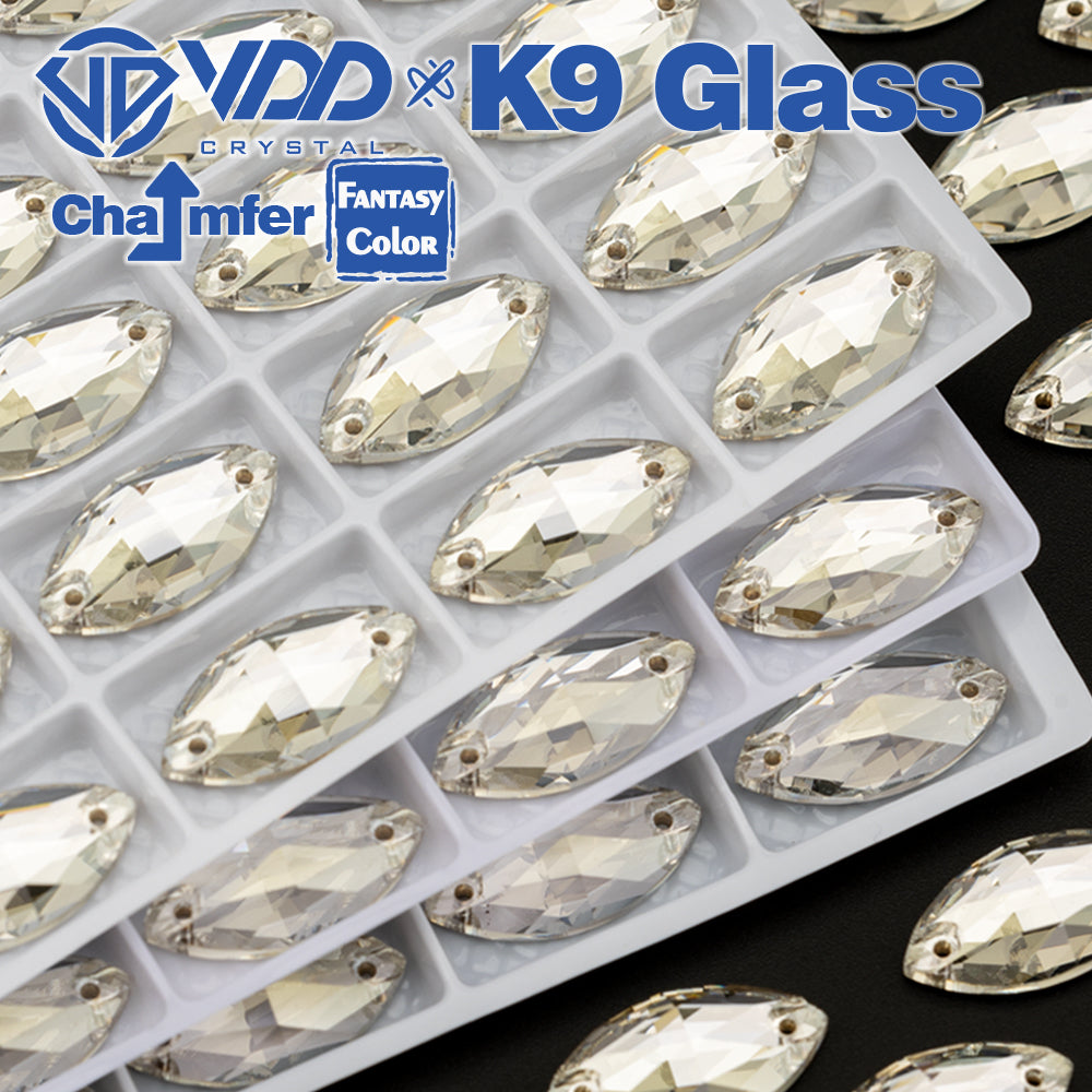 VDD Navette 9x18mm 36Pcs Sliver Shadow Color Top Quality K9 Glass Sew on Rhinestone Sewing Crystal Flatback Clothes Decorations