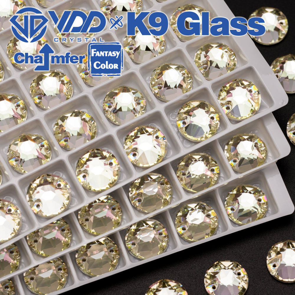 VDD 8B-8S 12mm 40Pcs Glimmer Color Top Quality K9 Glass Sew on Rhinestone Sewing Crystal Flatback Clothes Decorations