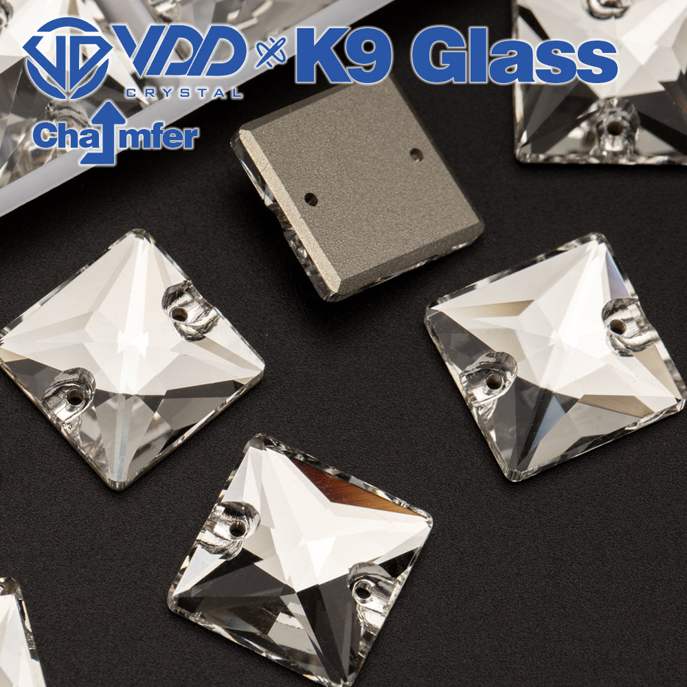 VDD Square K9 Glass Sew on Rhinestone Sewing Clear Crystals Flatback Strass Stones for Clothes Accessories Wedding Dress