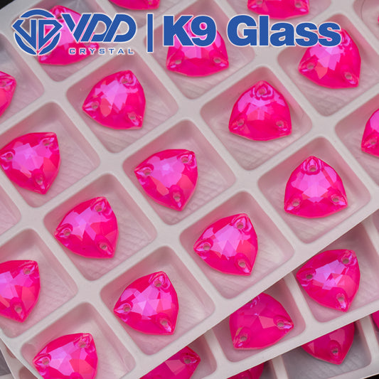 VDD 12x12mm Trilliant  K9 Neon Rose Glass Sew on Rhinestones Sewing Clear Crystal Flatback Stones for Clothes Accessories
