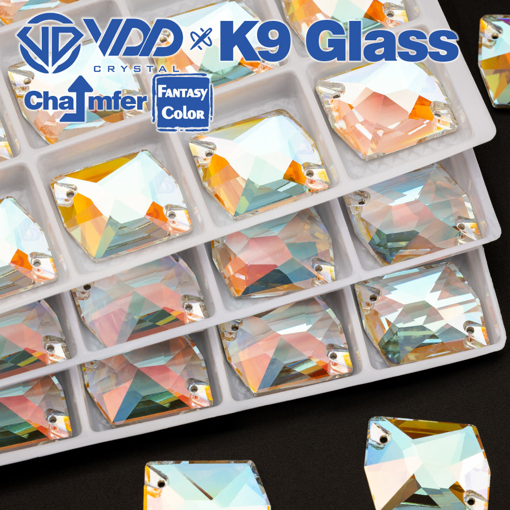VDD Cosmic 17x21mm 15Pcs Aura Mirage Color Top Quality K9 Glass Sew on Rhinestone Sewing Crystal Flatback Garment Decorations