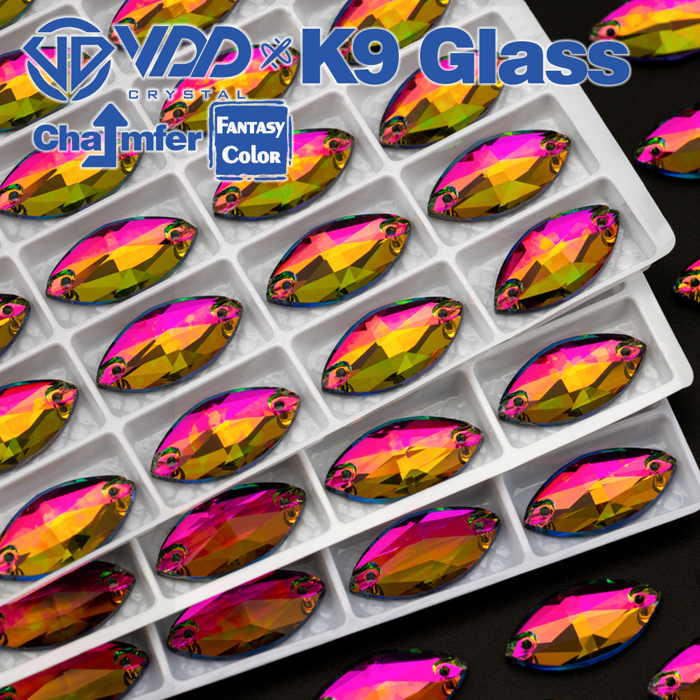 VDD Navette 9x18mm 36Pcs Vitrail Medium Color Top Quality K9 Glass Sew on Rhinestone Sewing Crystal Flatback Clothes Decorations