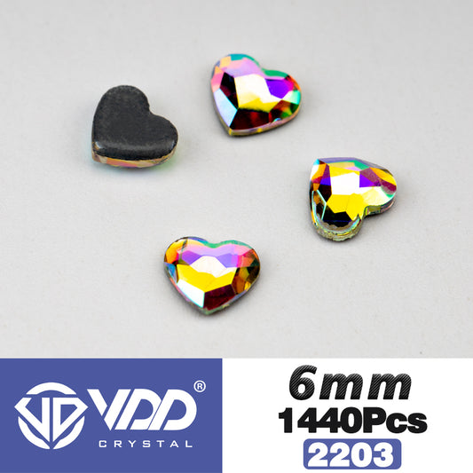 VDD  2203-6mm Wholesale 1440Pcs Rectangle Glass Rhinestones Crystal AB Flatback HotFix Strass Shape 3D Stones For Nail Art DIY Decorations