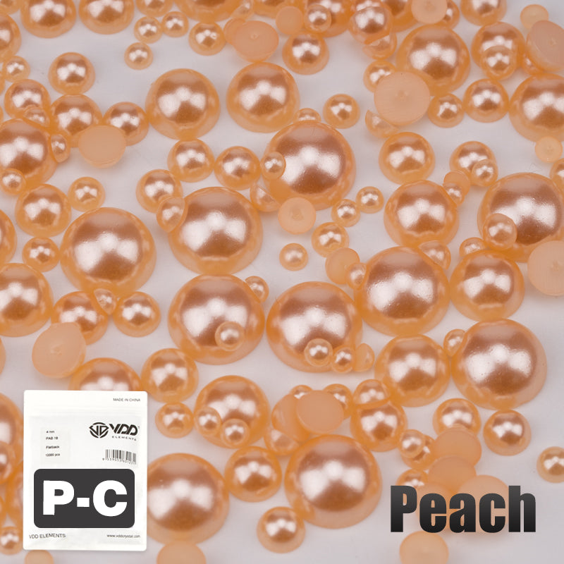 VDD Peach Bulk 2.5-10mm Mix Size ABS Half Round Pearls Flatback Beads Resin Rhinestones Flatback Stones ZHENZHU