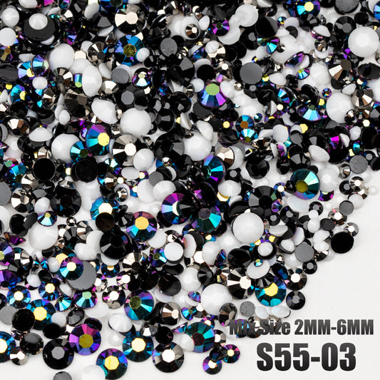 VDD S55-03 30g/100g Mix Size 2-6mm Resin Rhinestones Crystals Non Hot Fix Color AB Flat Back Stones For DIY Crafts Nail Art Decorations