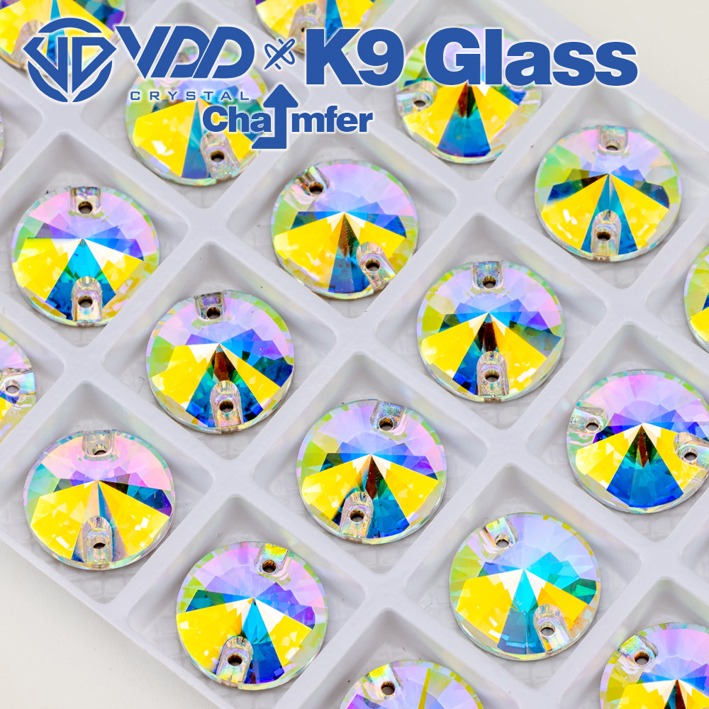 VDD Rivoli S255 Crystal AB Top Quality K9 Glass Sew on Rhinestones Crystal Flatback Sewing Strass Stones for Garment Wedding Dress