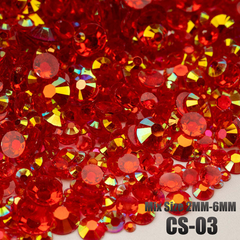 VDD CS-03 Mix Size 2-6mm Resin Rhinestone Crystal Flatback Plastic Flatback Stones SHUZHI
