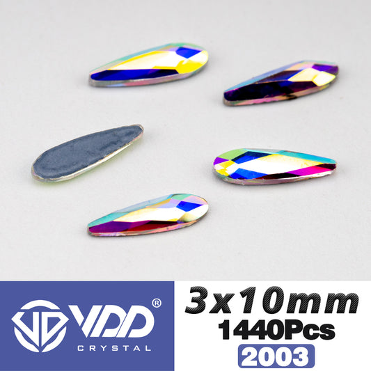 VDD  2003-3x10mm Wholesale 1440Pcs Rectangle Glass Rhinestones Crystal AB Flatback HotFix Strass Shape 3D Stones For Nail Art DIY Decorations