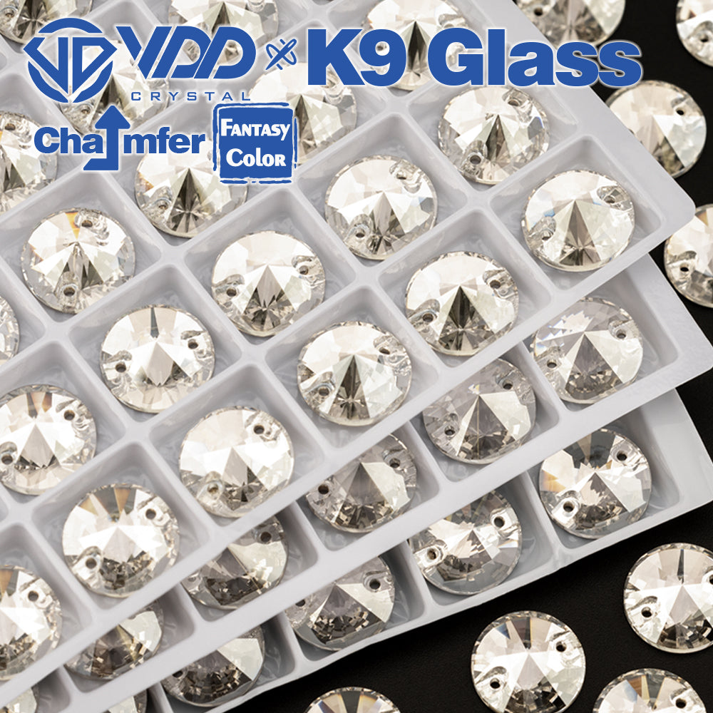 VDD Rivoli 12mm 40Pcs Sliver Shadow Color Top Quality K9 Glass Sew on Rhinestone Sewing Crystal Flatback Clothes Decorations