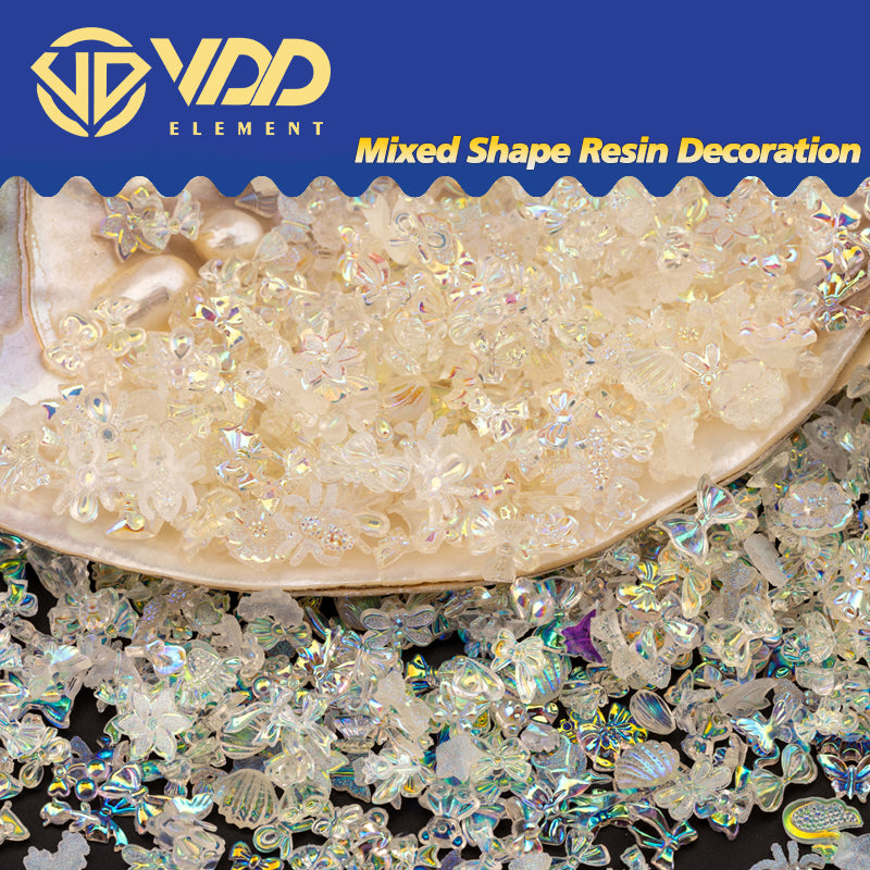 VDD 100/500Pcs Mix Shape Resin AB Decoration Flatback Plastics Glitter Stones For DIY Crafts Nail Art Accessories Bulk Wholesale