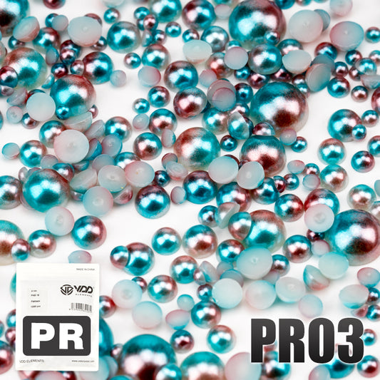 VDD PR03 Bulk Wholesale 3-10mm Mermaid Color ABS Imitation Pearls Half Round Plastic Flat Back Bead For Craft DIY Nail Art Decoration