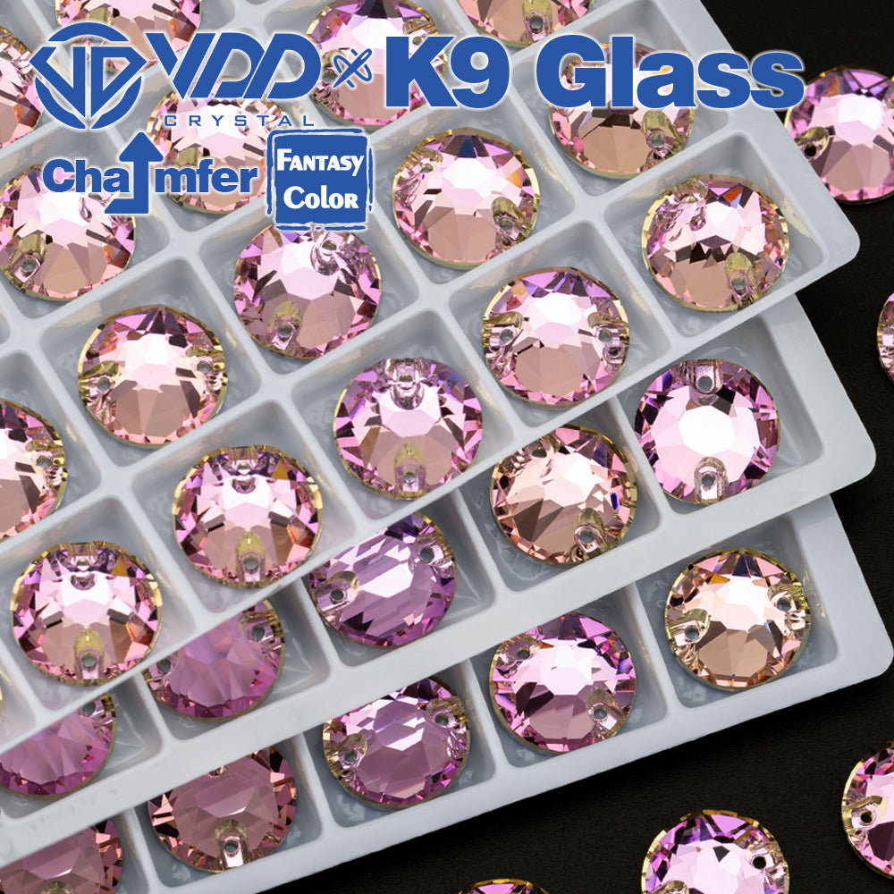VDD Rivoli 12mm 40Pcs Violet Beam Top Quality K9 Glass Sew on Rhinestone Sewing Crystal Flatback Clothes Decorations
