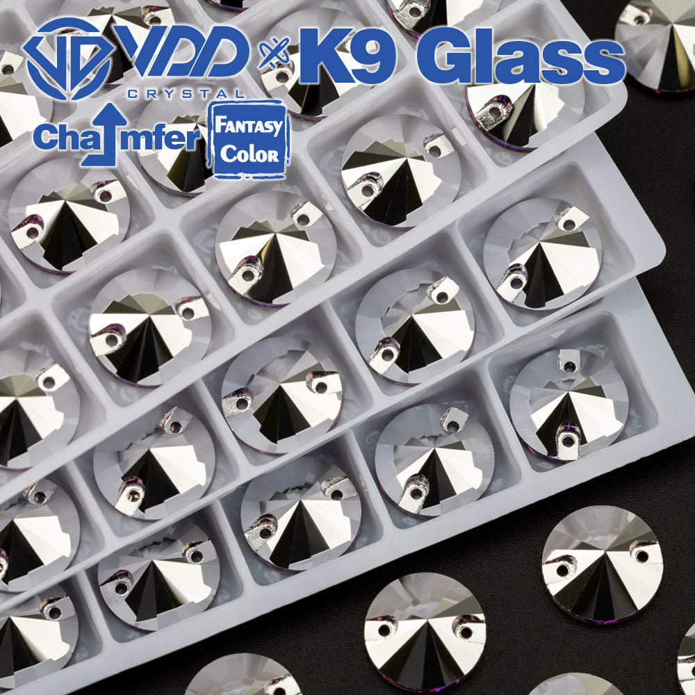 VDD Rivoli 12mm 40Pcs Labrador Color Top Quality K9 Glass Sew on Rhinestone Sewing Crystal Flatback Clothes Decorations
