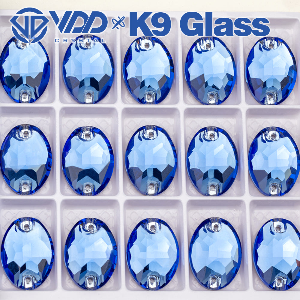 VDD S117 Royal Blue Oval K9 Glass Sew On Rhinestones High Quality AAAAA Crystal Flatback Sewing Strass Stones DB-S117