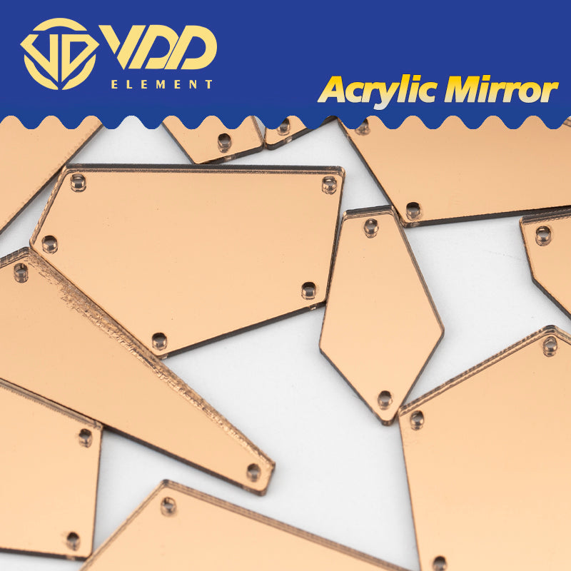 VDD 30/60/200Pcs Mix Size Light Peach Acrylic Mirror Sewing Rhinestones SewOn DIY Crafts FlatBack Stones For Garment Decorations