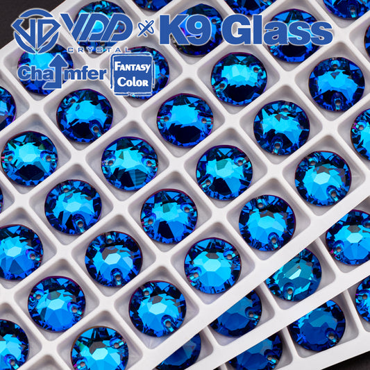 VDD 8B-8S 12mm 40Pcs Bermuda Blue Top Quality K9 Glass Sew on Rhinestones Sewing Crystal Flatback for Garment Accessories