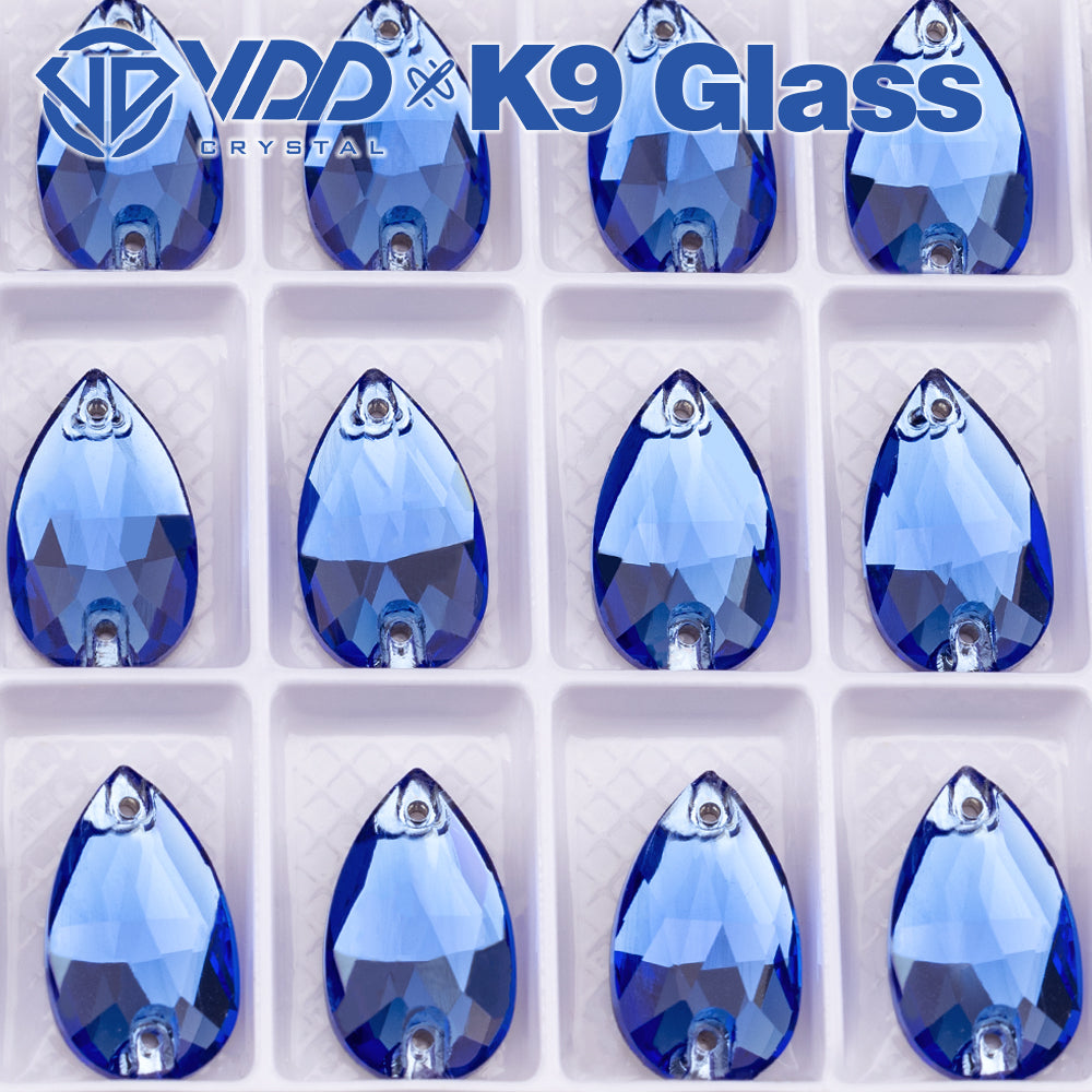 VDD S117 Royal Blue Pear K9 Glass Sew On Rhinestones High Quality AAAAA Crystal Flatback Sewing Strass Stones DB-S117