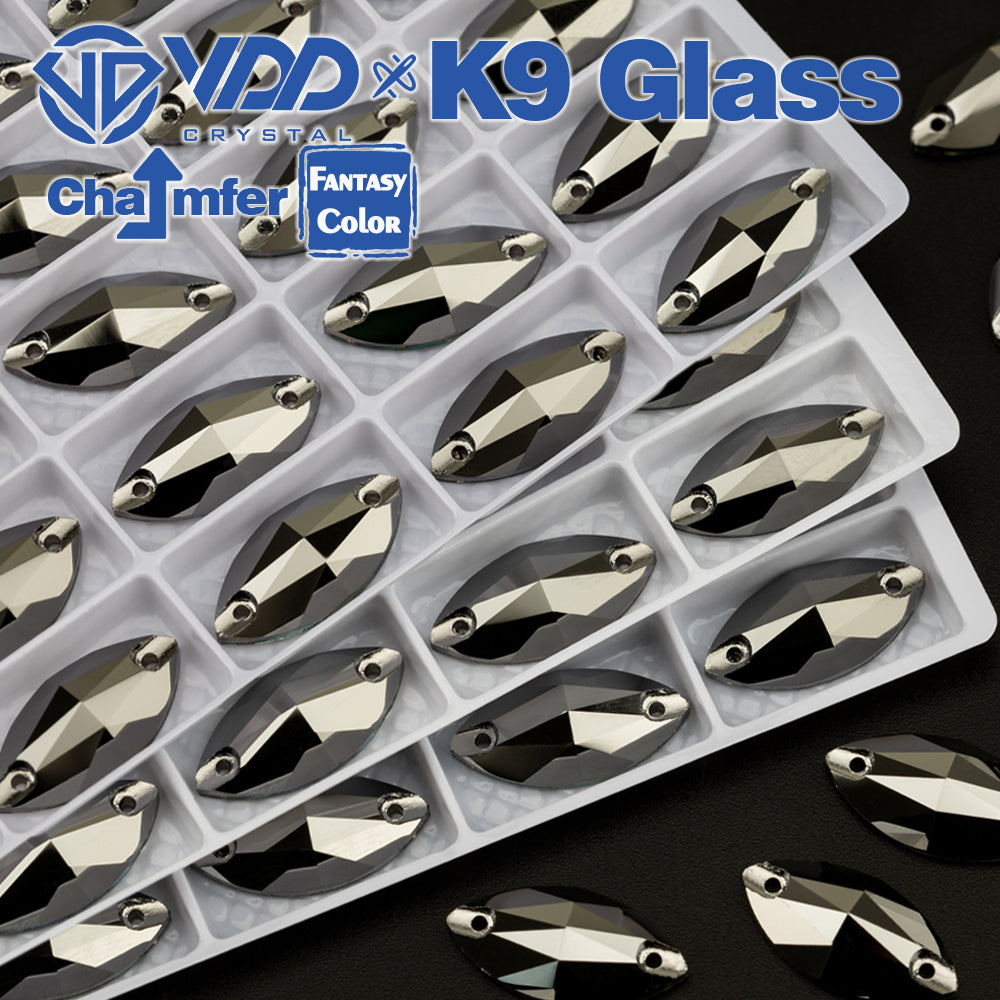 VDD Navette 9x18mm 36Pcs Hematite Color Top Quality K9 Glass Sew on Rhinestone Sewing Crystal Flatback Clothes Decorations