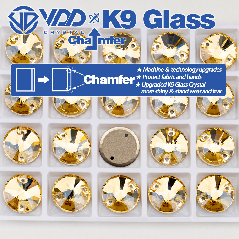 VDD Rivoli S257 Golden Shadow Top Quality K9 Glass Sew on Rhinestones Crystal Flatback Sewing Strass Stones for Garment Wedding Dress