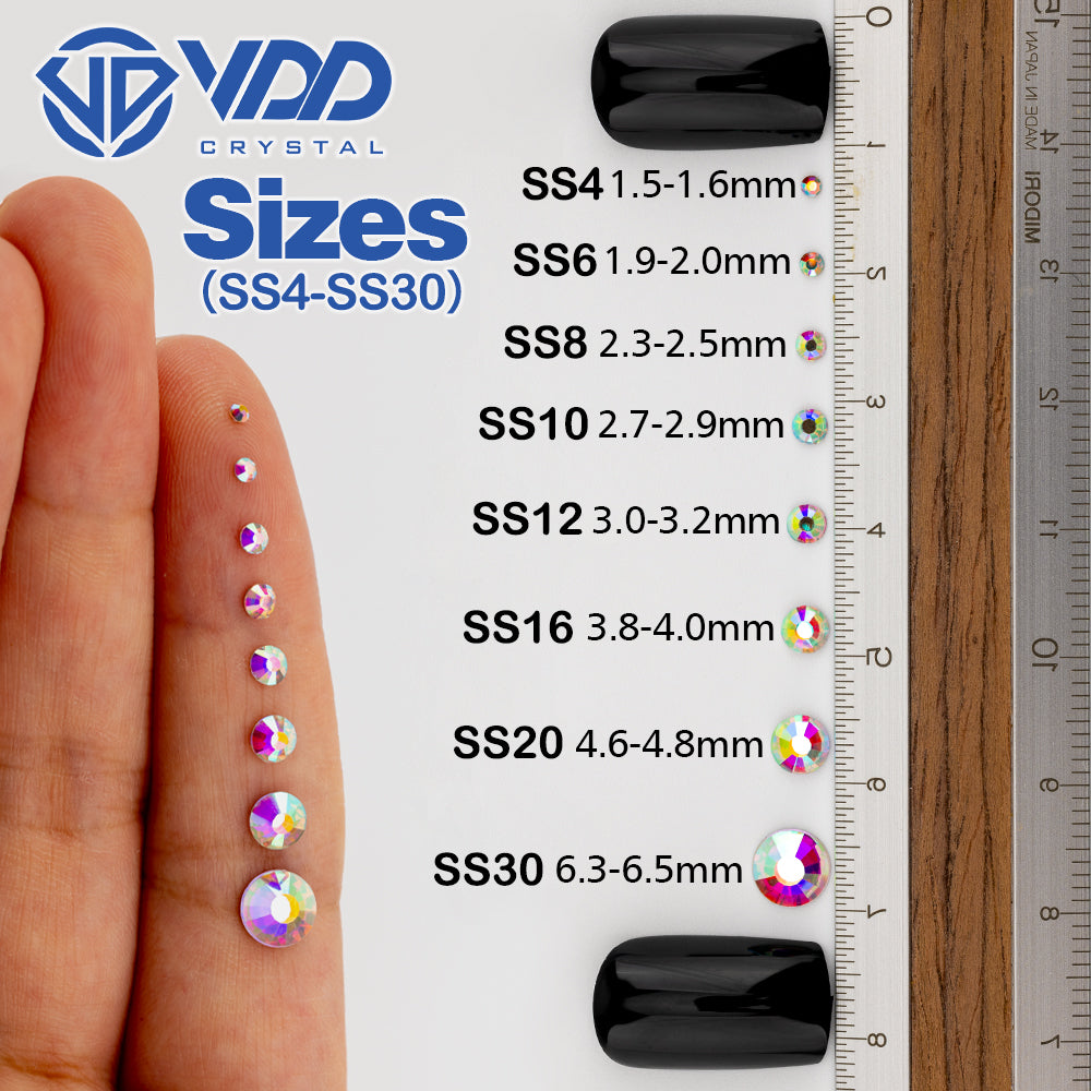 VDD 001 Crystal White Background Hot-Fix Rhinestones High Quality Glass Crystal Flatback Strass Stones Hotfix-001
