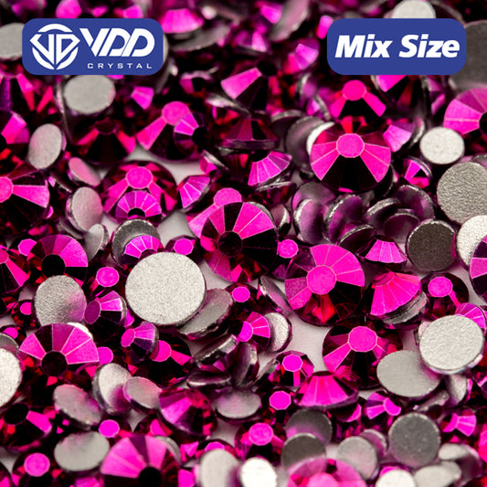 VDD 161 Metallic Fuchsia Mix Size SS6-SS20 High Quality Glass Rhinestones Crystal Flatback Glitter Stones Nail Art DIY Crafts Decorations
