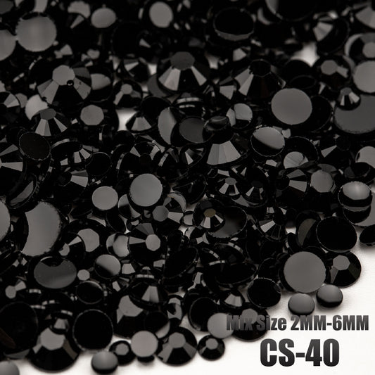 VDD CS-40 30/100g Mix Size 2-6mm Resin Rhinestone Crystal Color AB Flatback Plastic Bulk Wholesale For DIY Nail Art Crafts Decorations