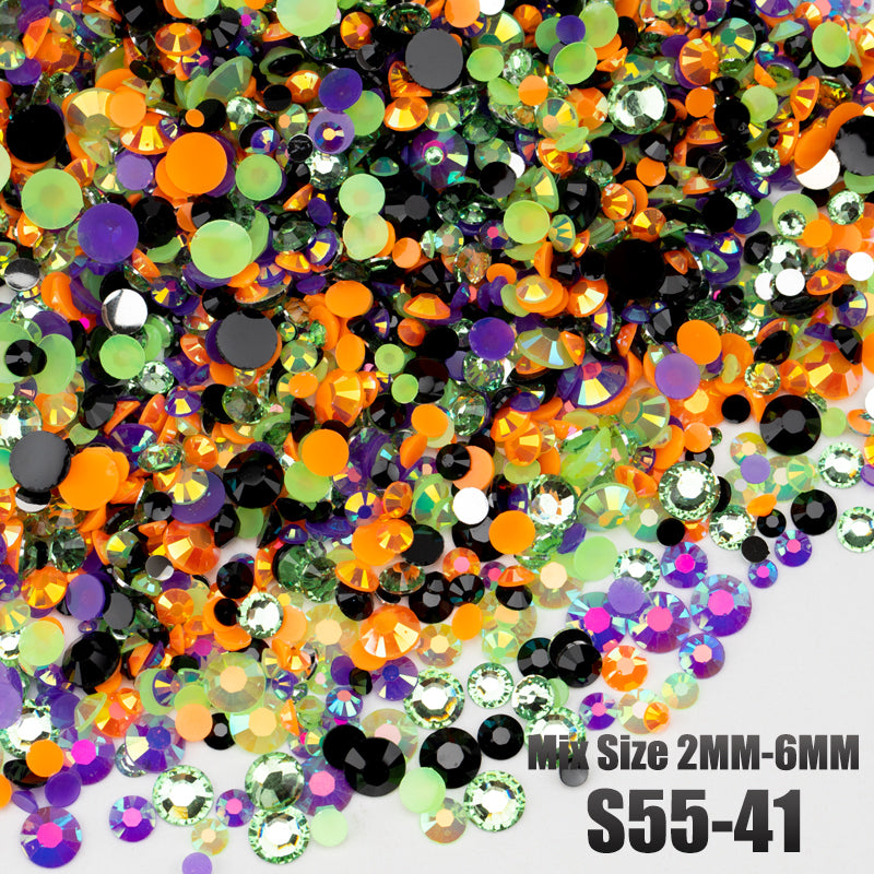 VDD S55-41 Mix Size 2-6mm Resin Rhinestone Crystal Flatback Plastic Flatback Stones SHUZHI