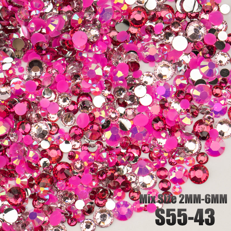 VDD S55-43 Mix Size 2-6mm Resin Rhinestone Crystal Flatback Plastic Flatback Stones SHUZHI