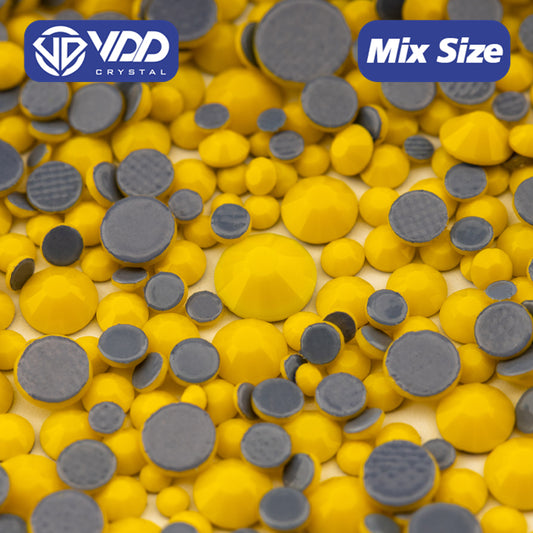 VDD 049 Chalk Yellow Wholesale SS6-SS30 Hotfix Mix Size Glass Rhinestone Crystal Flat Back High Quality Strass Stones For DIY Clothes Accessories