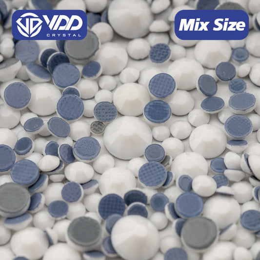 VDD 048 Chalk White Wholesale SS6-SS30 Hotfix Mix Size Glass Rhinestone Crystal Flat Back High Quality Strass Stones For DIY Clothes Accessories