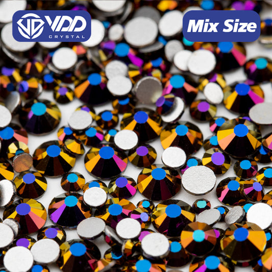 VDD 165 Magic Purple Gold Mix Size SS6-SS20 High Quality Glass Rhinestones Crystal Flatback Glitter Stones Nail Art DIY Crafts Decorations