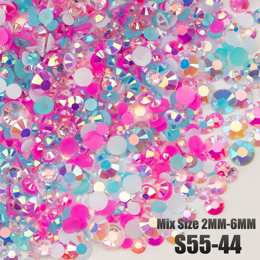 VDD S55-44 30g/100g Mix Size 2-6mm Resin Rhinestones Crystals Non Hot Fix Color AB Flat Back Stones For DIY Crafts Nail Art Decorations