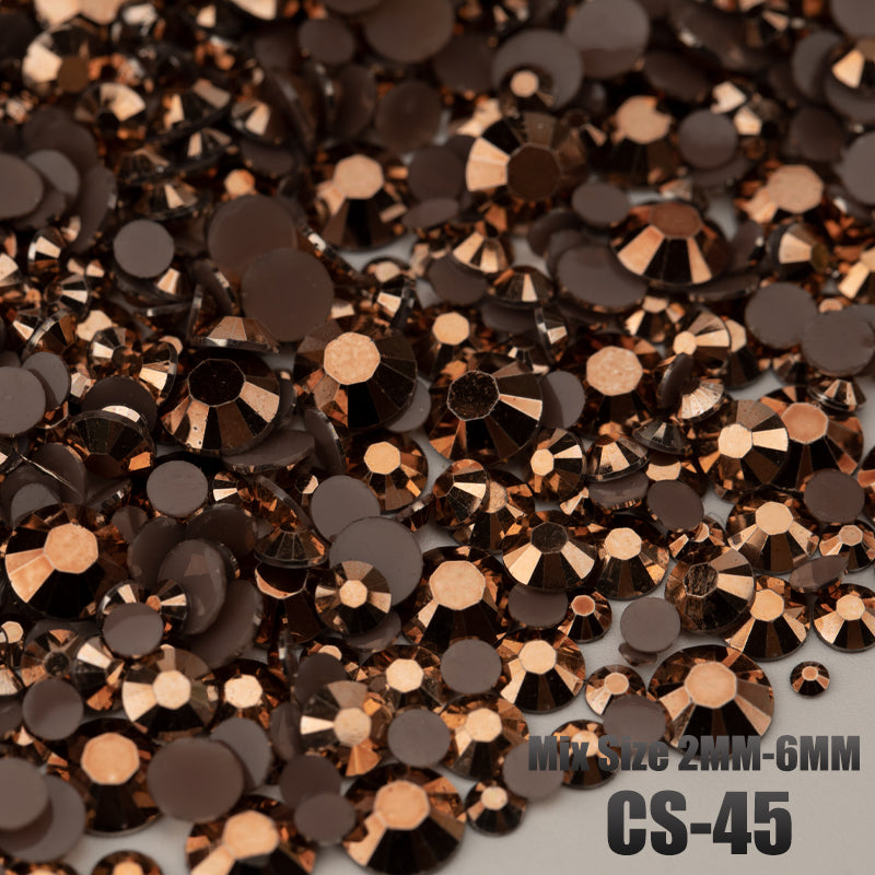 VDD CS-45 Mix Size 2-6mm Resin Rhinestone Crystal Flatback Plastic Flatback Stones SHUZHI
