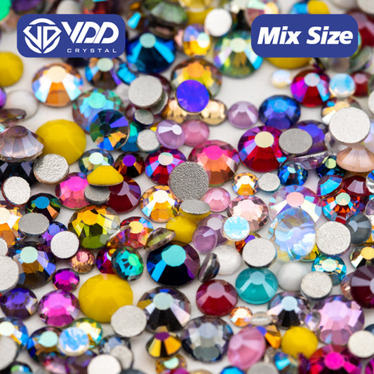 VDD Mix Colors Wholesale High Quality New Color SS6-SS20 Mix Size Glass Rhinestones Crystal Flat Back Stones Nail Art Craft DIY Decorations