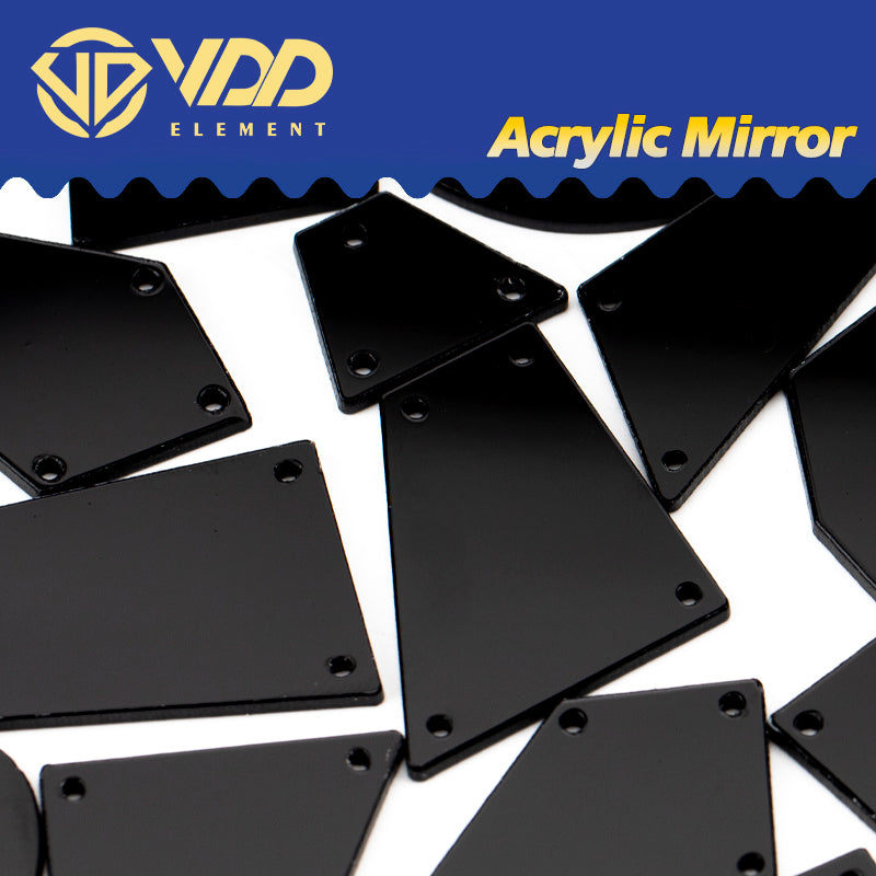 VDD 30/60/200Pcs MixSize Black Acrylic Mirror Sewing Rhinestones SewOn DIY Crafts FlatBack Sewing Stones For Garment Decorations