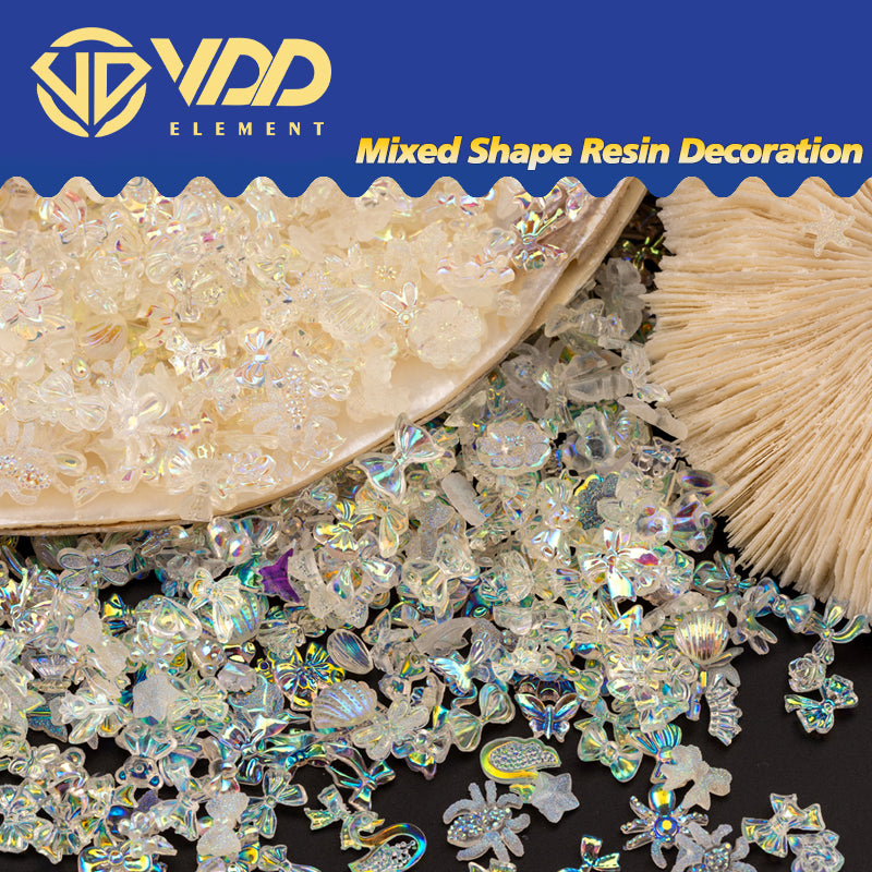 VDD 100/500Pcs Mix Shape Resin AB Decoration Flatback Plastics Glitter Stones For DIY Crafts Nail Art Accessories Bulk Wholesale