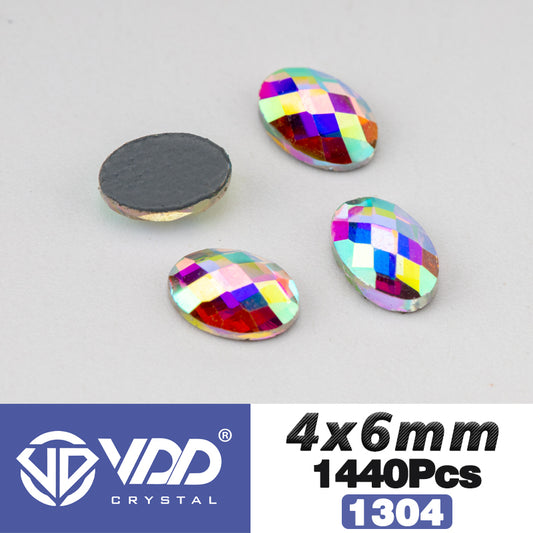 VDD 1304-4x6mm Wholesale 1440Pcs Rectangle Glass Rhinestones Crystal AB Flatback HotFix Strass Shape 3D Stones For Nail Art DIY Decorations