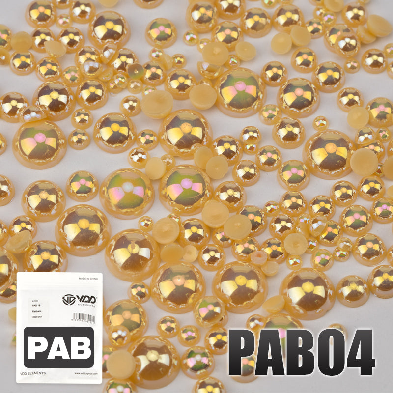 VDD PAB04 Bulk Wholesale 2.5-10mm Color AB Macaroon ABS Imitation Pearl Half Round Flatback Plastic Bead DIY Nail Art Craft Decoration