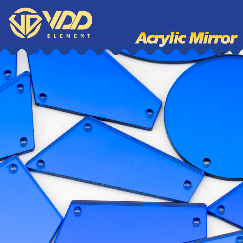 VDD 30/60/200Pcs Mix Size Blue Acrylic Mirror Sewing Rhinestones Sew On DIY Crafts Flat Back Stones For Garment Decorations