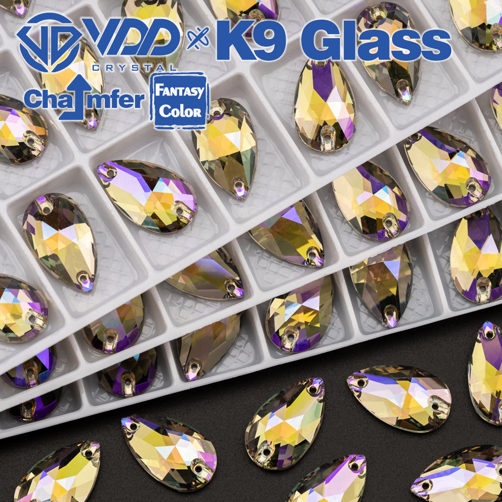 VDD Pear 11x18mm 24Pcs Ghost Light Color Top Quality K9 Glass Sew on Rhinestone Sewing Crystal Flatback Clothes Decorations