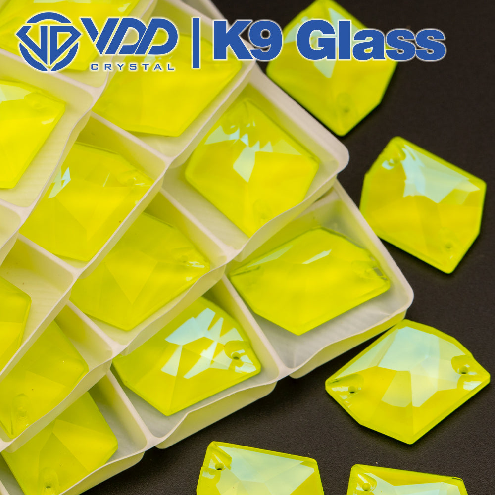 VDD 17x21mm Cosmic K9 Neon Lemon Glass Sew on Rhinestones Sewing Crystal Flatback Stones Clothes Decorations Wedding Dress
