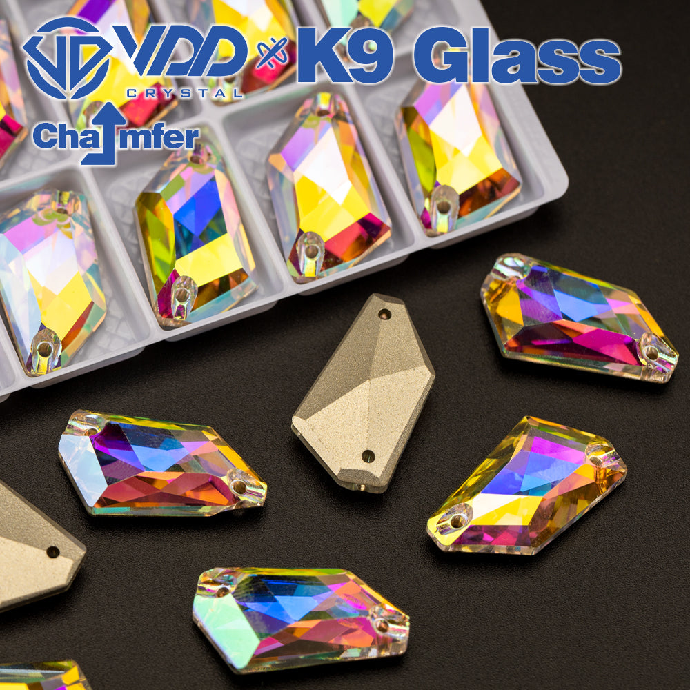 VDD Strange Rhombus Top Quality K9 Glass Sewing Crystal AB Flatback Sew on Rhinestones for Craft Clothes Accessories Dress